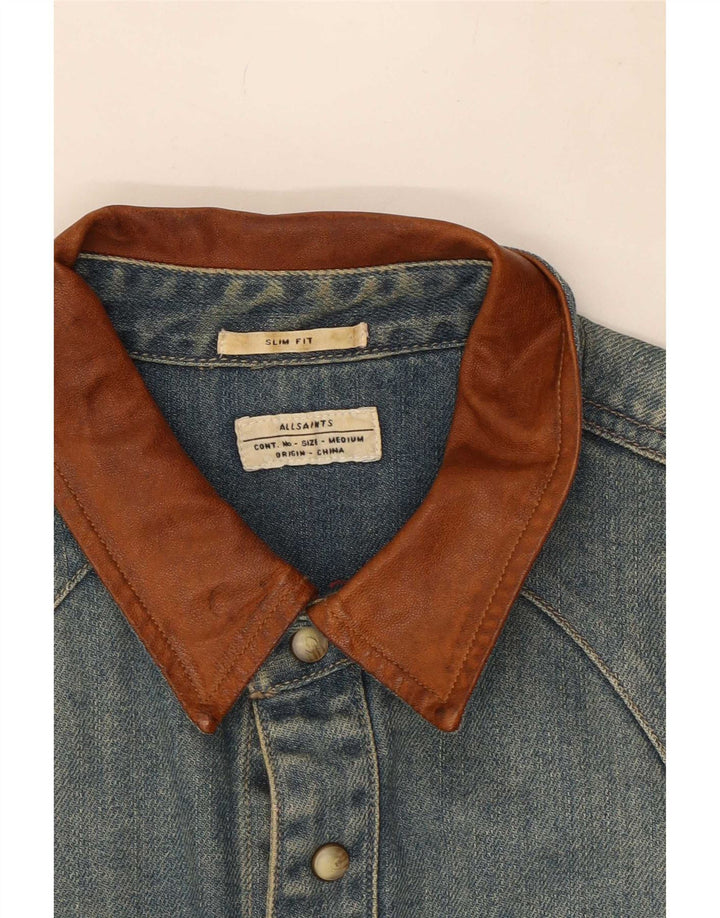 All Saints Chemise En Jean Coupe Slim Bleu Moyen Coton Homme
