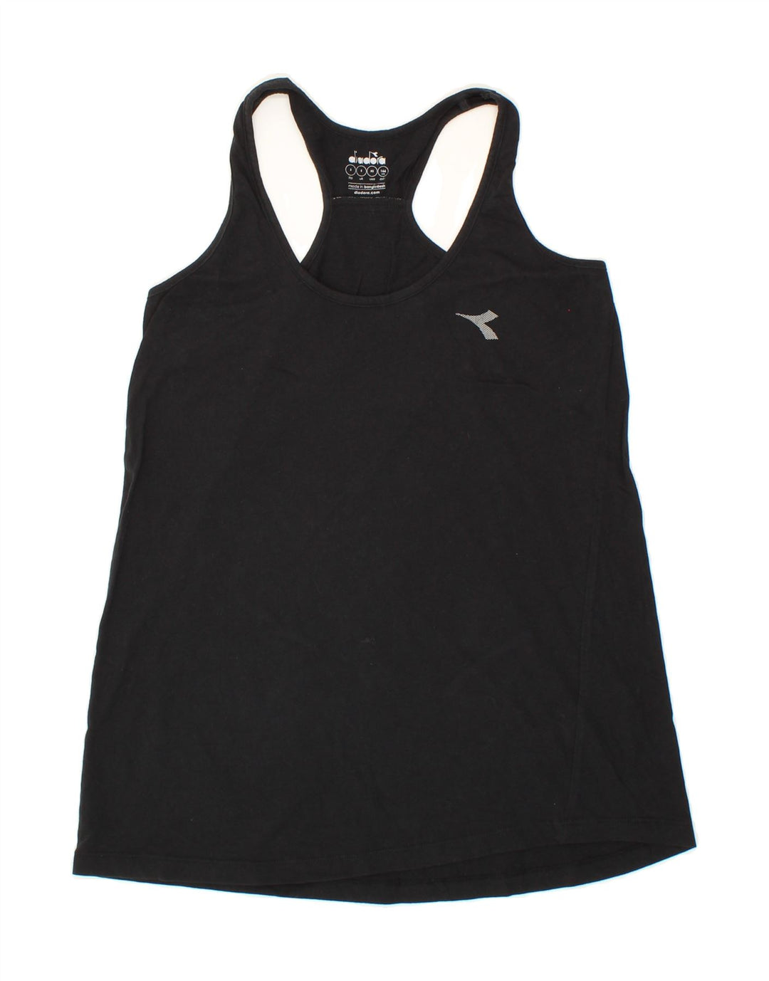 DIADORA Womens Vest Top UK 10 Small Black Cotton Vintage Diadora and Second-Hand Diadora from Messina Hembry 