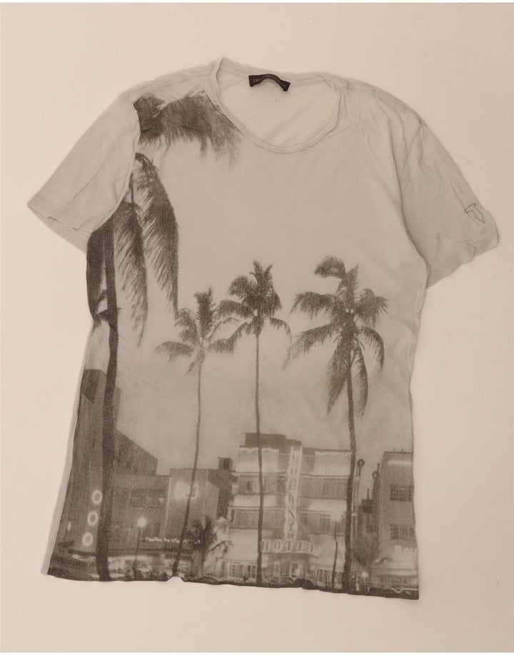TRUSSARDI T-Shirt Graphique Top Petit Gris Coton Homme