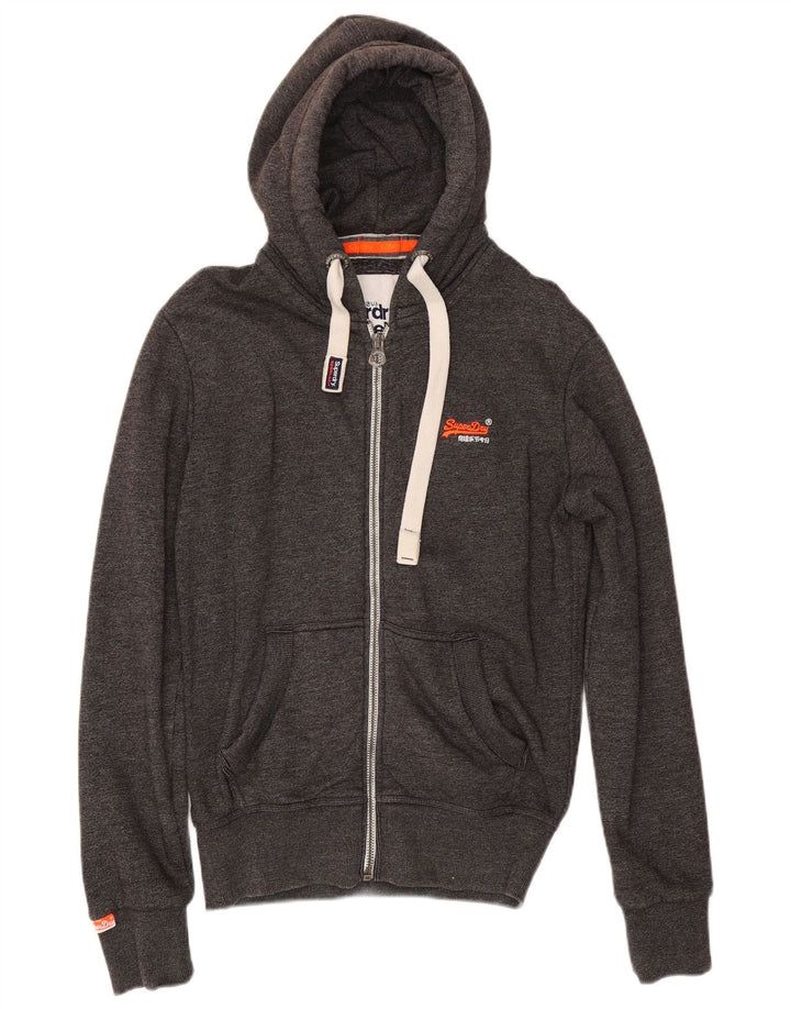 Superdry Pull à capuche zippé pour homme en coton gris petit