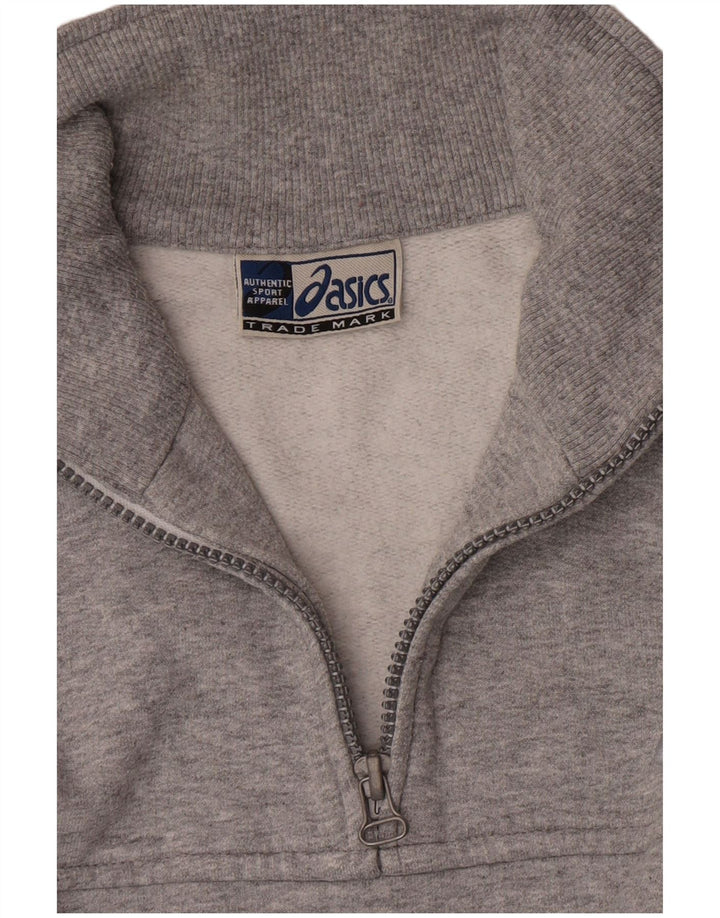 Asics Sweat-shirt à col zippé pour hommes, grand gris, coton