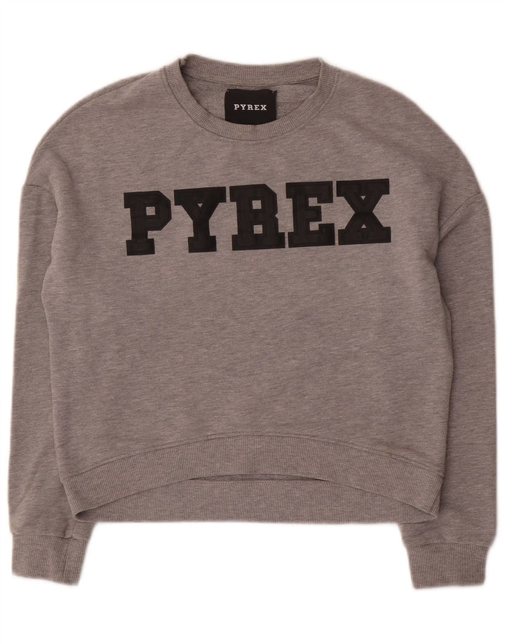 Pyrex Sweat-shirt court surdimensionné pour femme UK 10 Petit Gris
