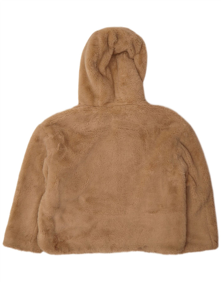 Zara Veste bomber à capuche Teddy Bear pour femme UK 14 Polyester beige moyen