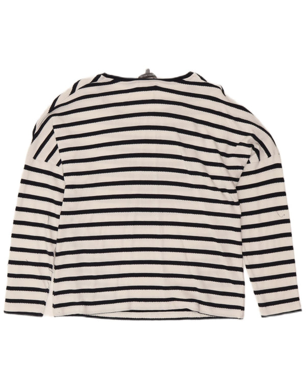 LAURA ASHLEY Chemisier Femme Top UK 16 Grand Coton Rayé Blanc