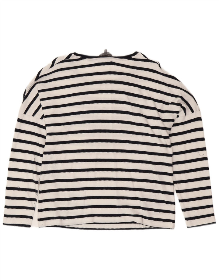 LAURA ASHLEY Chemisier Femme Top UK 16 Grand Coton Rayé Blanc