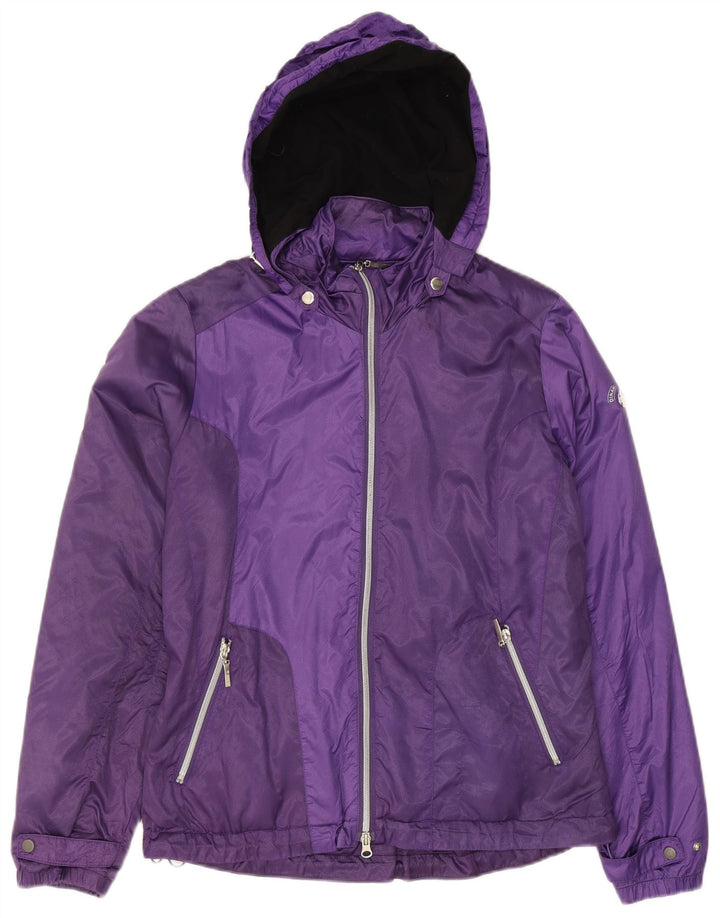BRUGI Womens Hooded Windbreaker Jacket UK 14 Medium Purple Polyamide