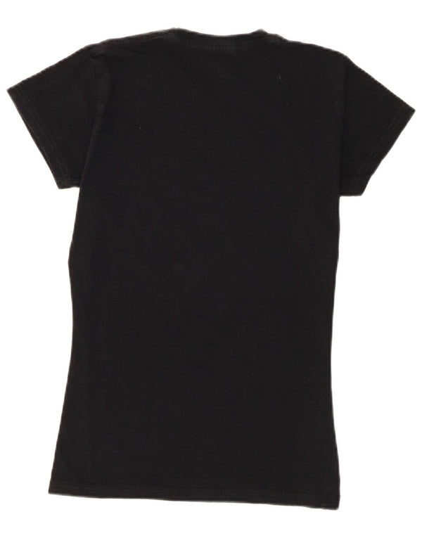 Hard Rock Cafe Femmes Rome Graphic T-Shirt Top UK 10 Petit Coton Noir