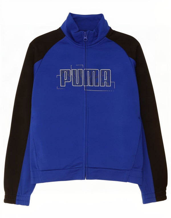 Puma Veste de survêtement graphique pour garçon 7-8 ans Bleu Colorblock Polyester