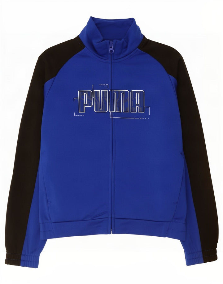Puma Veste de survêtement graphique pour garçon 7-8 ans Bleu Colorblock Polyester