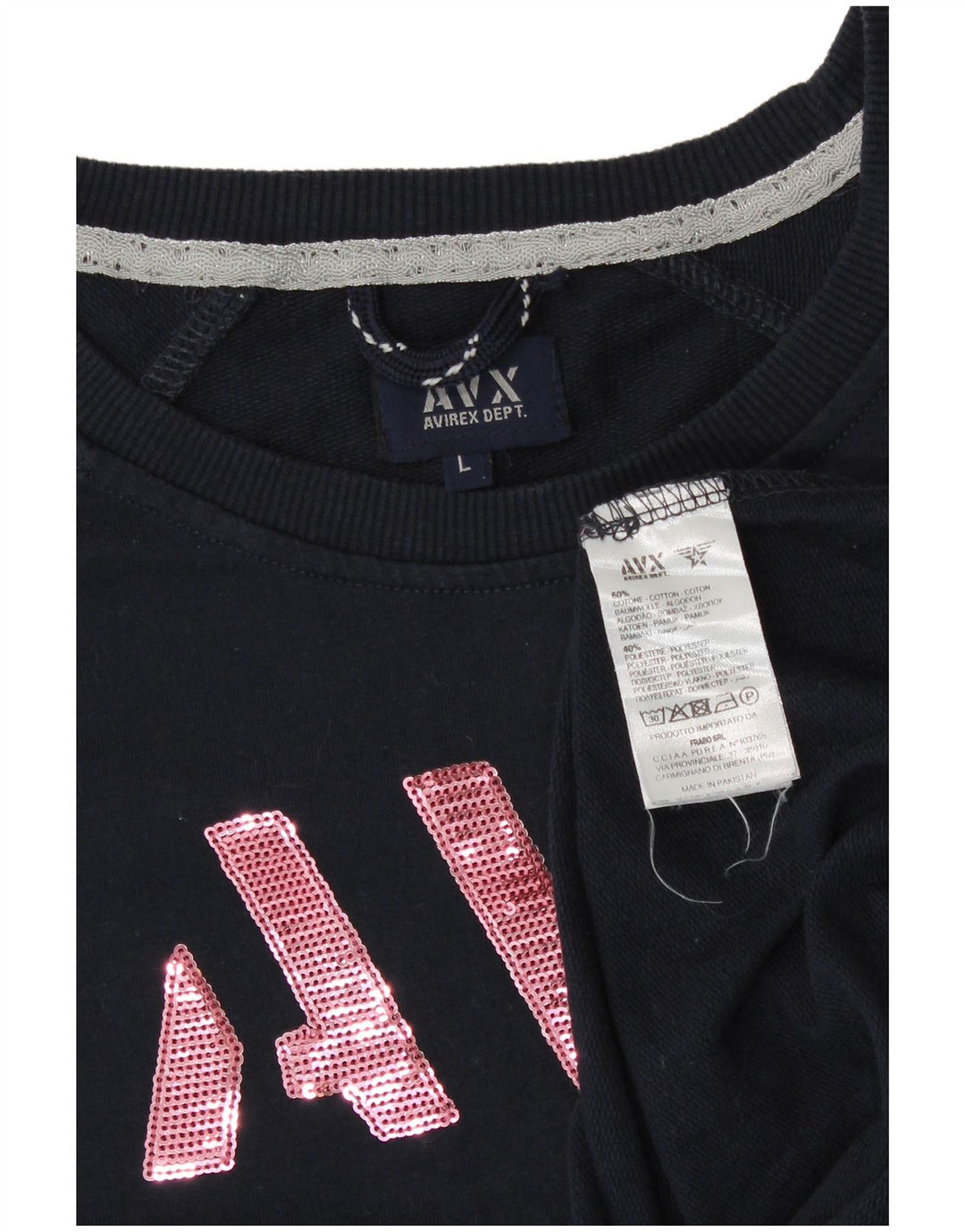 Avirex Sweat-shirt graphique pour femme UK 14 Grand bleu marine en coton