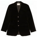 vintage Femmes 3 Bouton Velours Blazer Veste UK 14 Moyen Noir