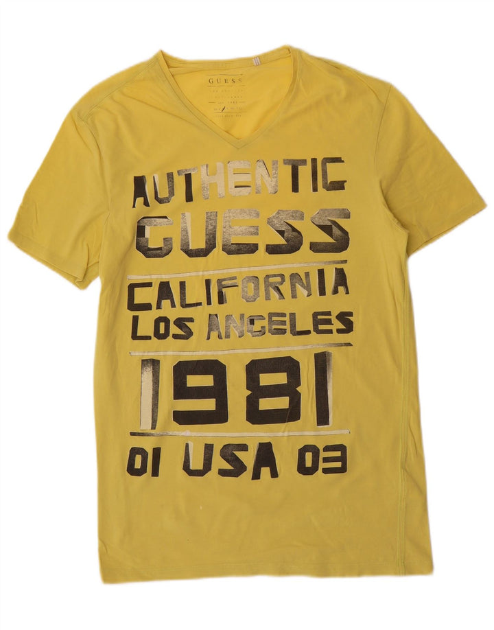 Guess T-Shirt Graphique Homme Jaune Moyen