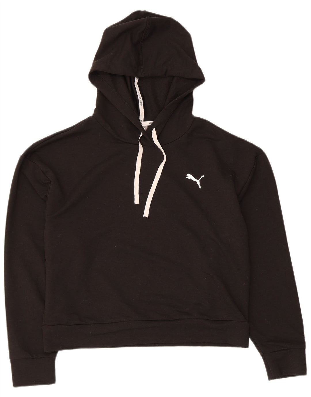PUMA Sweat à capuche court surdimensionné pour femme UK 10 Petit Noir Polyester