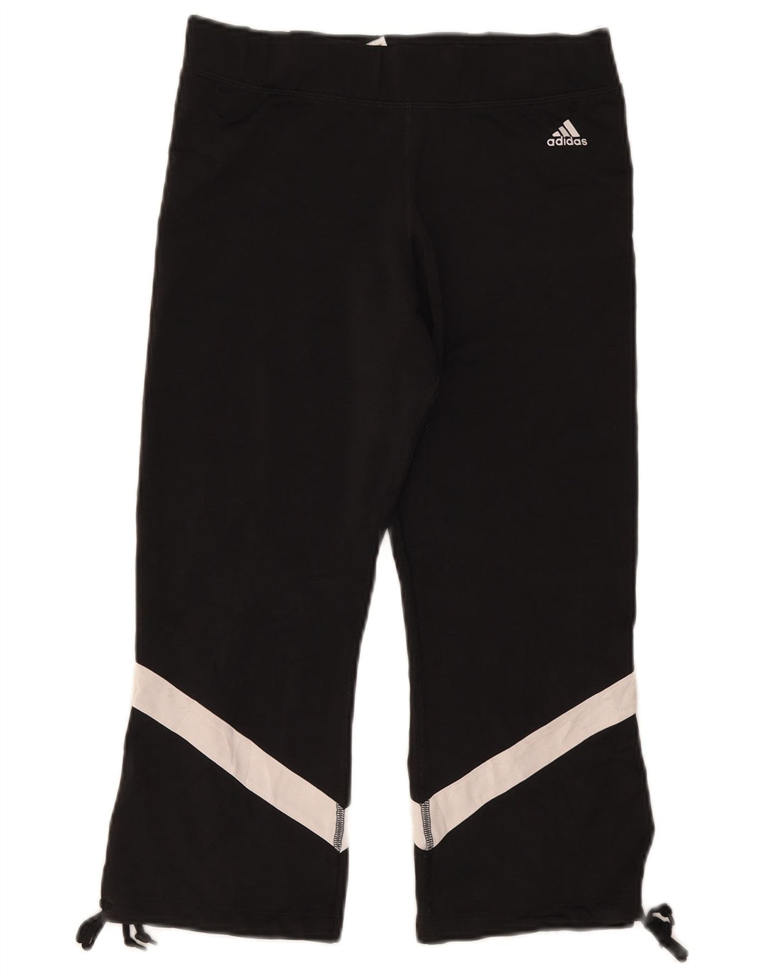 Adidas Femmes Capri Leggings UK 14 Grand Noir Colorblock Polyester