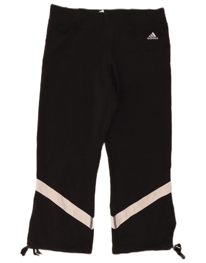 Adidas Femmes Capri Leggings UK 14 Grand Noir Colorblock Polyester