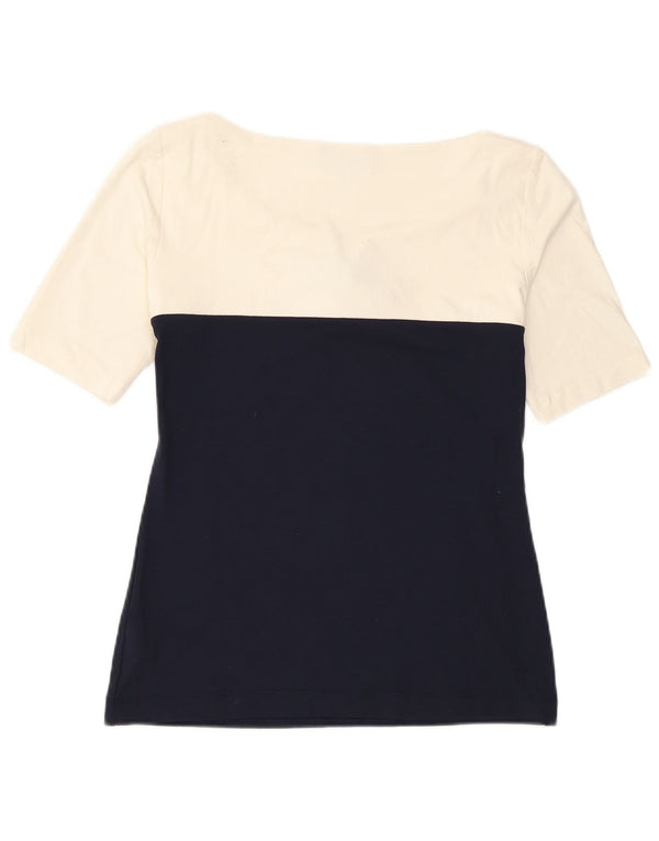 Luisa Spagnoli Haut Chemisier Femme UK 10 Petit Viscose Colorblock Blanc