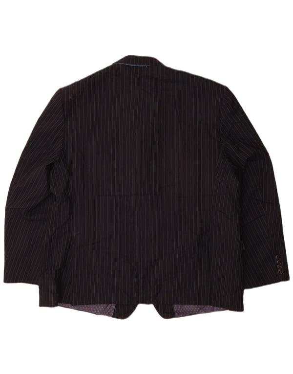 Marks & Spencer Veste blazer à 2 boutons pour homme UK 48 4XL Bleu marine à fines rayures