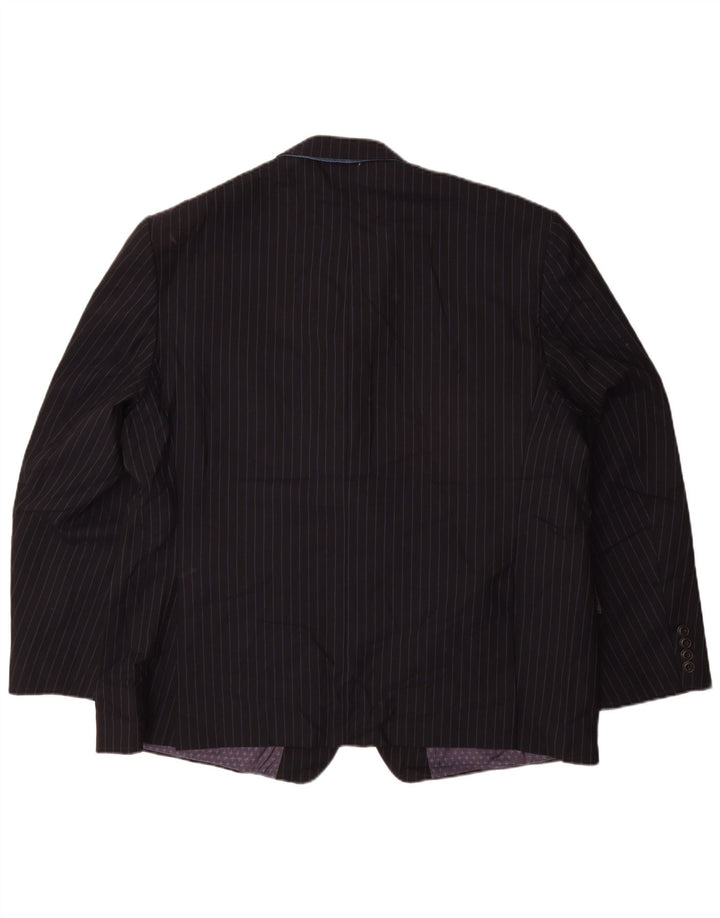 Marks & Spencer Veste blazer à 2 boutons pour homme UK 48 4XL Bleu marine à fines rayures
