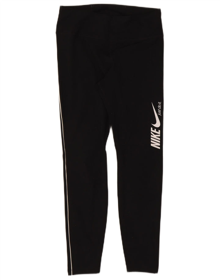 Nike Legging court graphique Dri Fit pour femme UK 12 Noir moyen Polyester