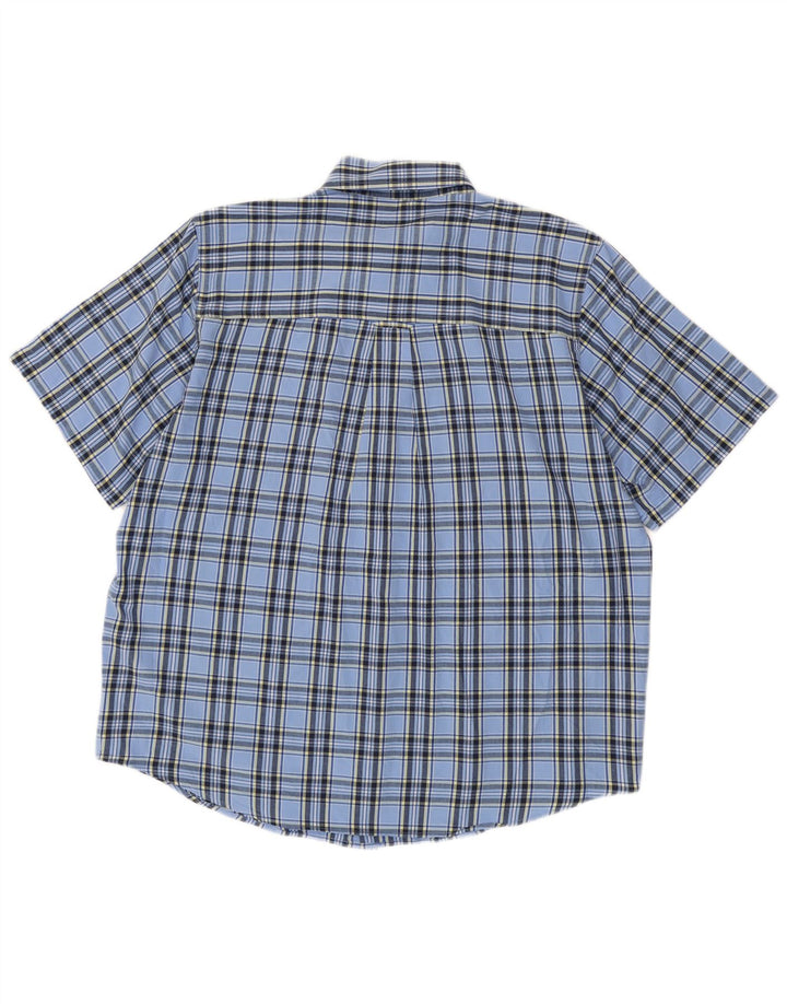 Chaps Chemise à manches courtes pour homme en coton à carreaux bleus
