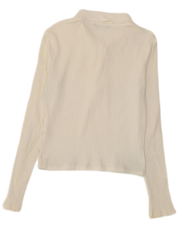 Zara Polo court à manches longues pour femme UK 14 Large Blanc