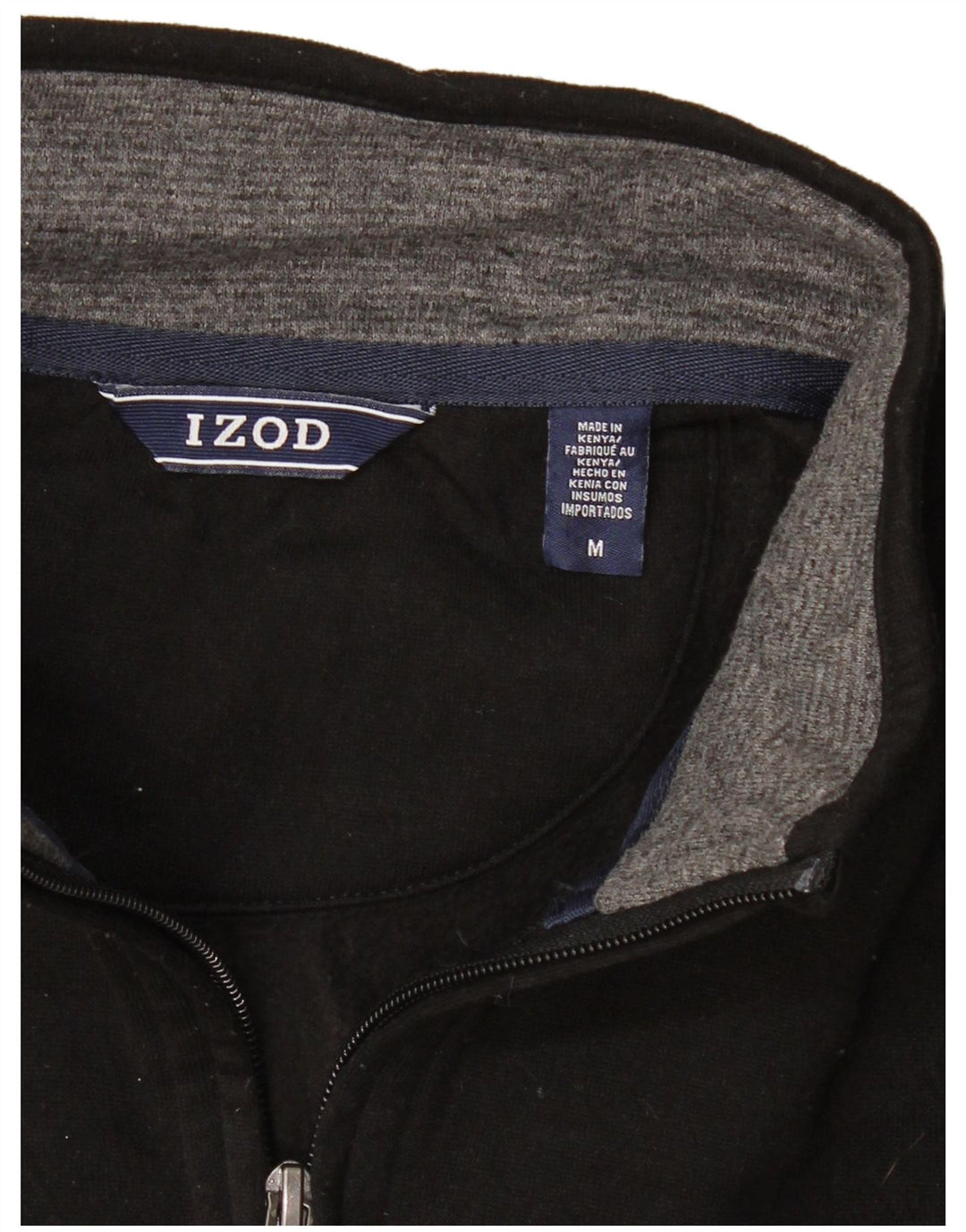 Izod Sweat-Shirt Col Zippé Homme Noir Moyen