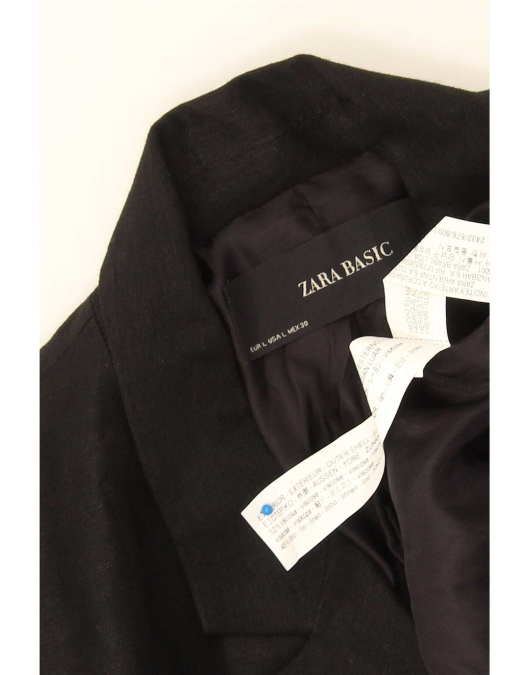 Zara Femme Wrap Blazer Veste UK 16 Large Noir Viscose