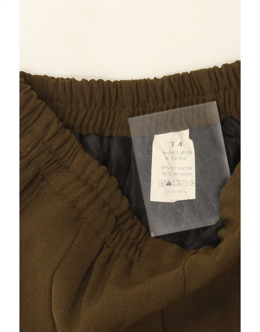 jupe trapèze femme vintage W28 Polyester kaki moyen