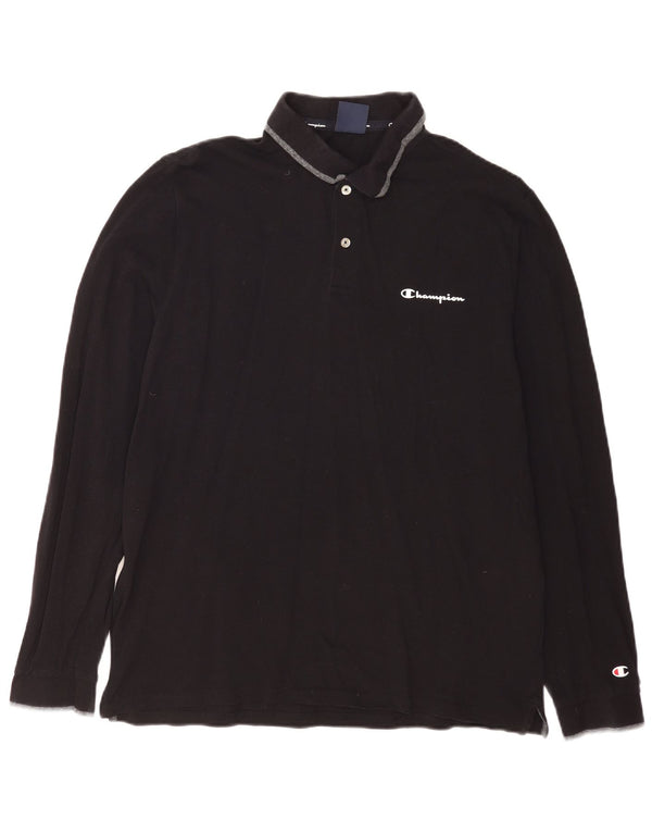 Champion Polo à manches longues pour homme 2XL en coton noir