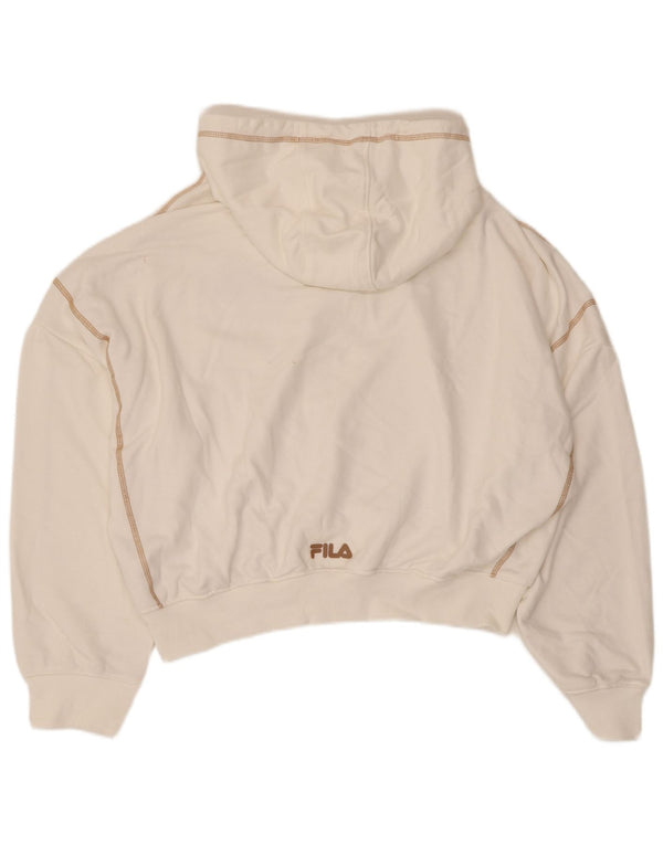Fila Femme Crop Oversize Sweat à capuche UK 16 Large Blanc Coton