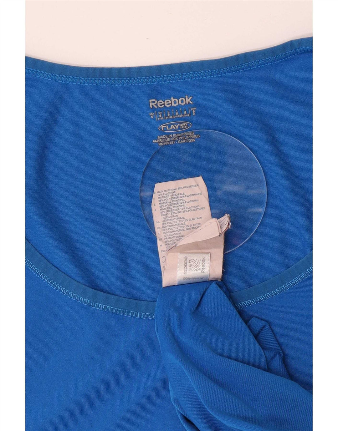Reebok T-Shirt Femme Top UK 8/10 Petit Bleu Polyester