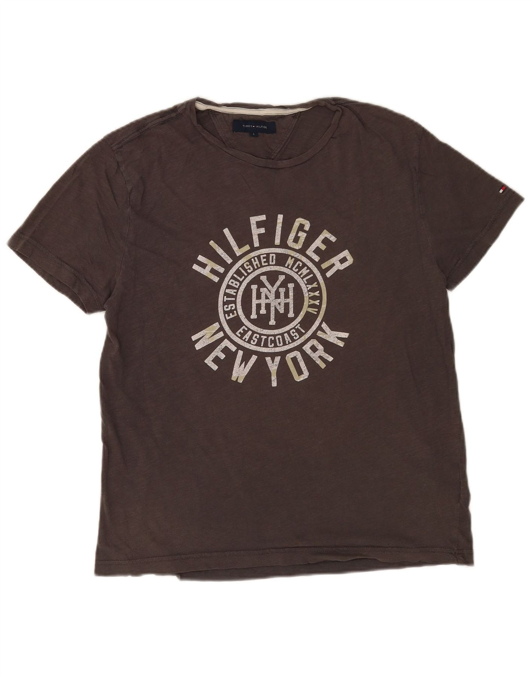 Tommy Hilfiger T-shirt graphique pour hommes, grand, gris, coton