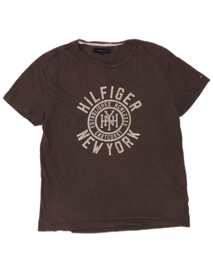 Tommy Hilfiger T-shirt graphique pour hommes, grand, gris, coton