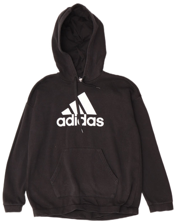 Adidas Pull à capuche surdimensionné graphique pour femme UK 12/14 Coton noir moyen