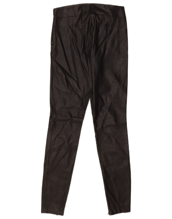 Zara Womens Trafaluc Faux Leather Leggings UK 8 Small Noir Polyester
