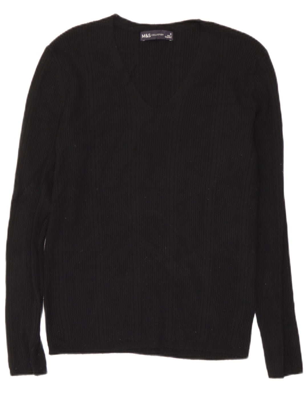 Marks & Spencer Haut à manches longues pour femme UK 10 Small Viscose rayée noire