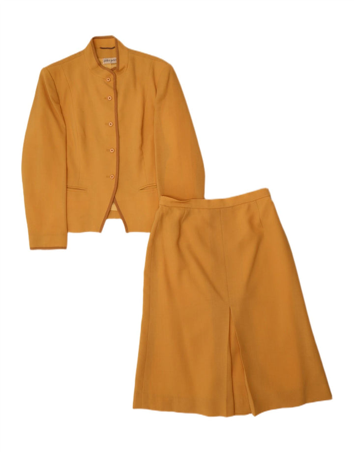 VINTAGE Womens 5 Button 2 Piece Skirt Set UK 14 Medium W28  Yellow