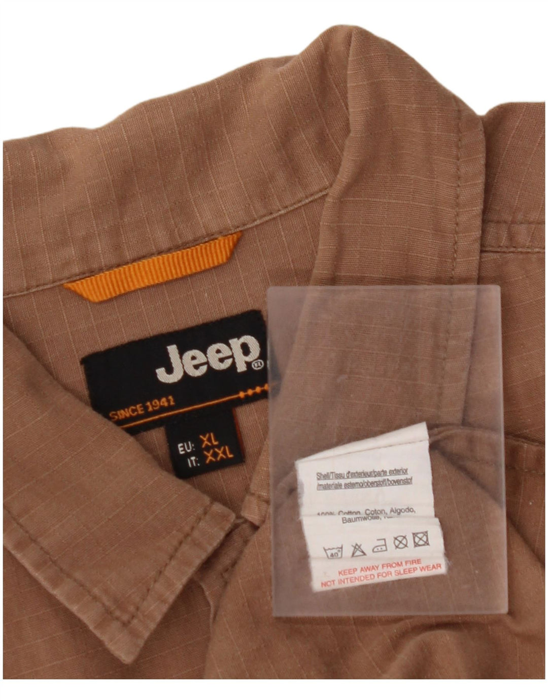 JEEP Chemise à manches courtes pour homme XL en coton à carreaux marron