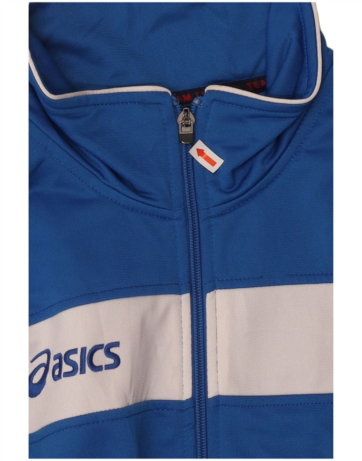 ASICS Veste de survêtement graphique pour hommes, grand bleu, polyester color block