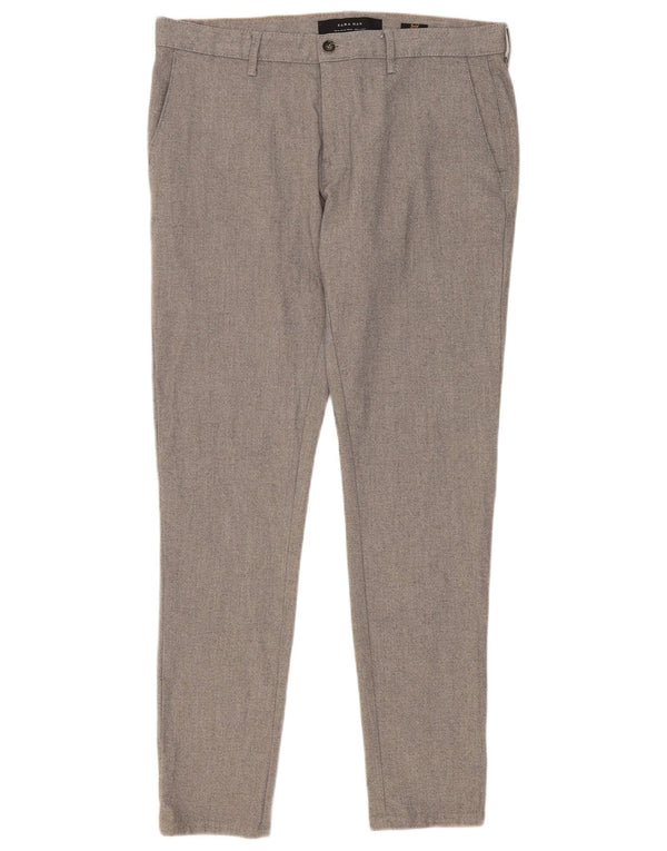 Zara Pantalon Chino Slim Homme EU 42 Large W32 L30 Gris