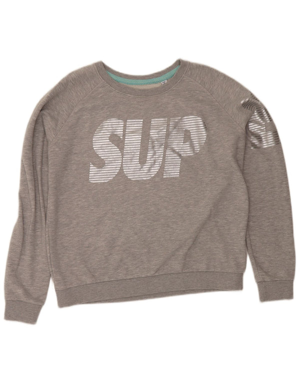 Superdry Sweat-shirt graphique pour femme UK 16 Large Gris Moucheté