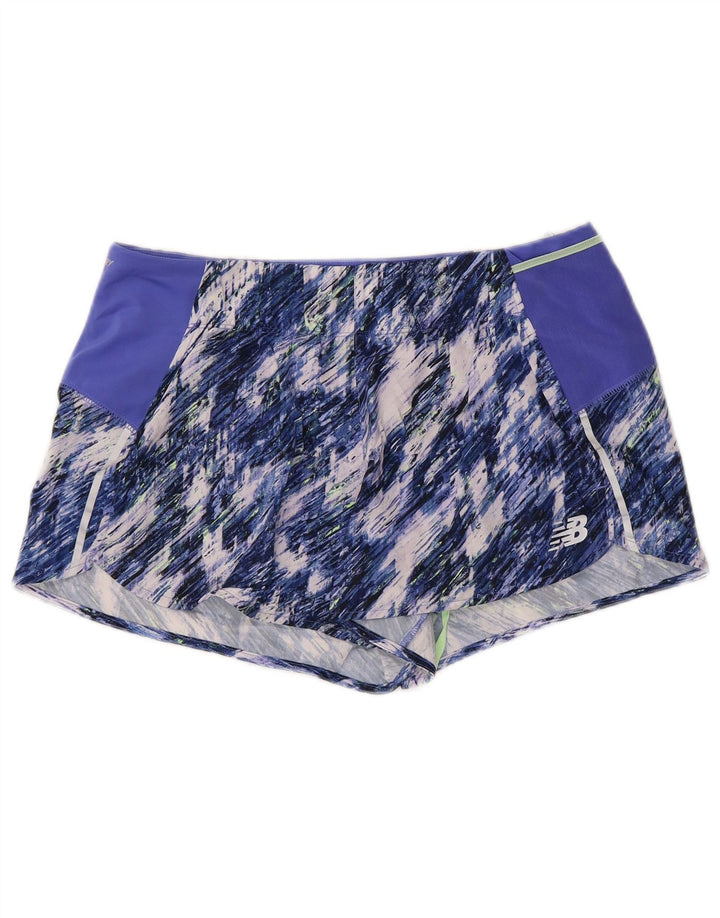 NEW BALANCE Short de sport à motif abstrait pour femme UK 14 Bleu moyen