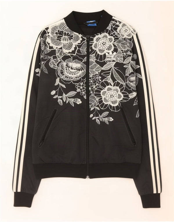 Adidas Veste de survêtement graphique pour femme UK 10 Petit Noir Floral