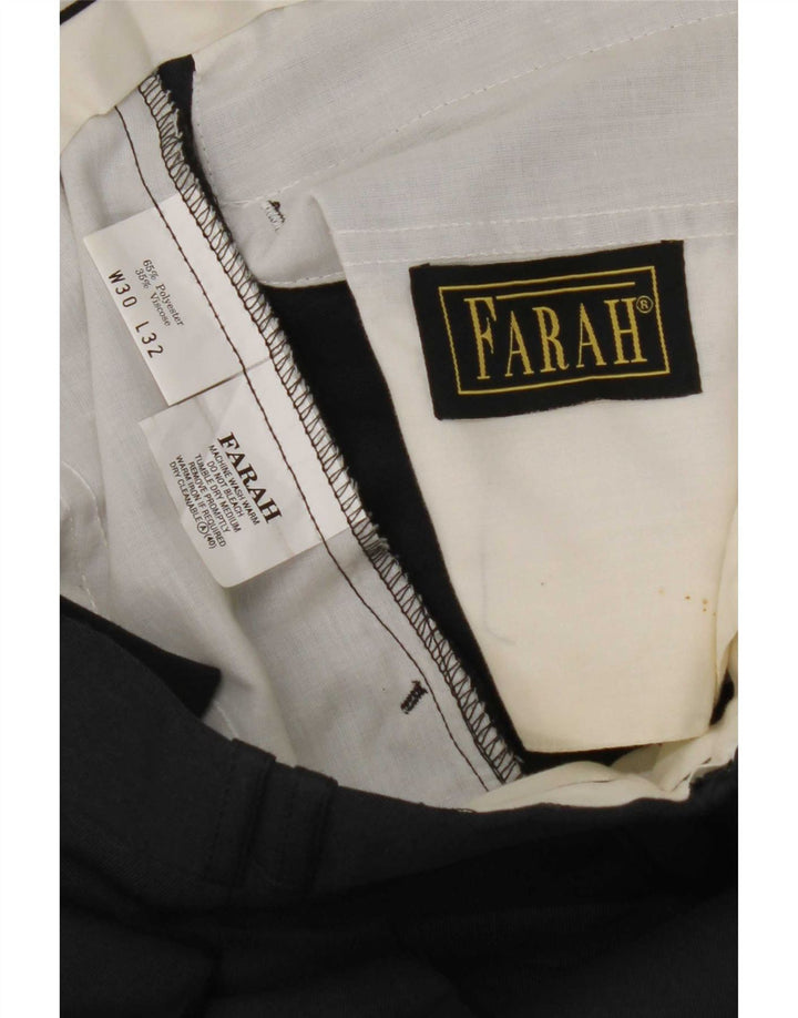 Farah Pantalon de costume à chevilles pour homme W30 L28 Bleu marine Polyester