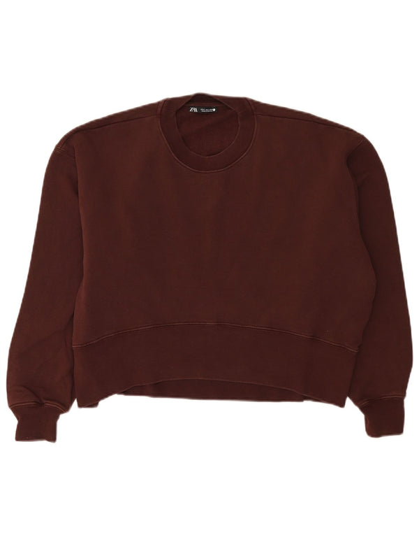 Zara Sweat-shirt surdimensionné pour femme UK 10 Petit coton bordeaux