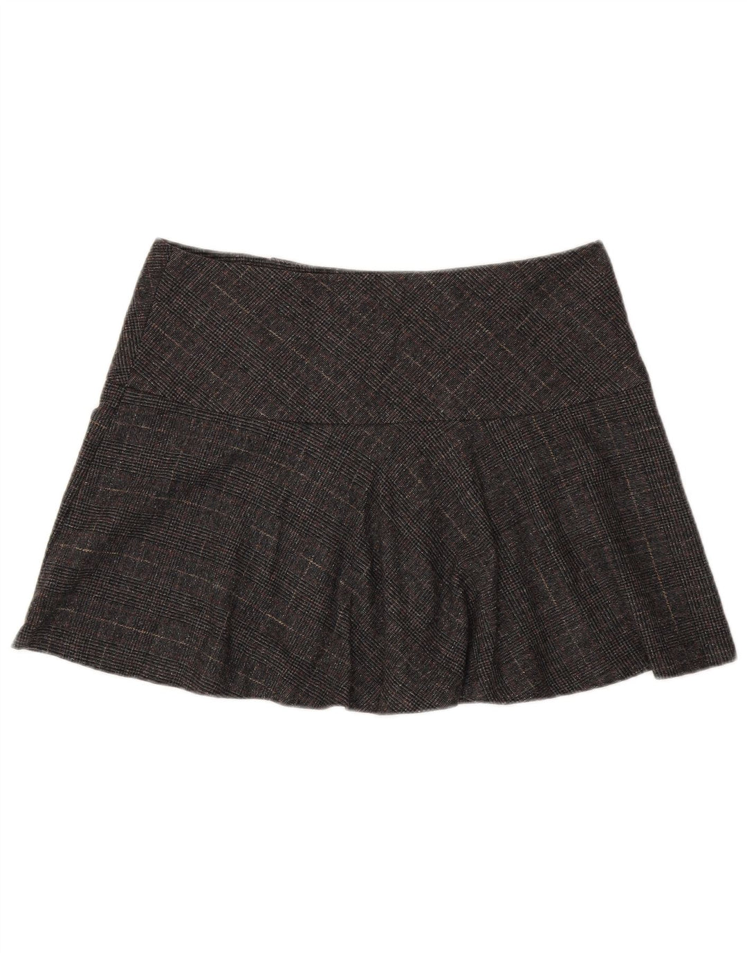 Benetton Mini Jupe Femme IT 44 Medium W34 Gris Pied De Poule Laine Vierge