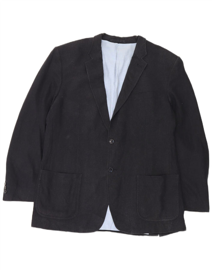 Marks & Spencer Veste blazer à 2 boutons pour homme UK 44 XL Bleu marine Lin