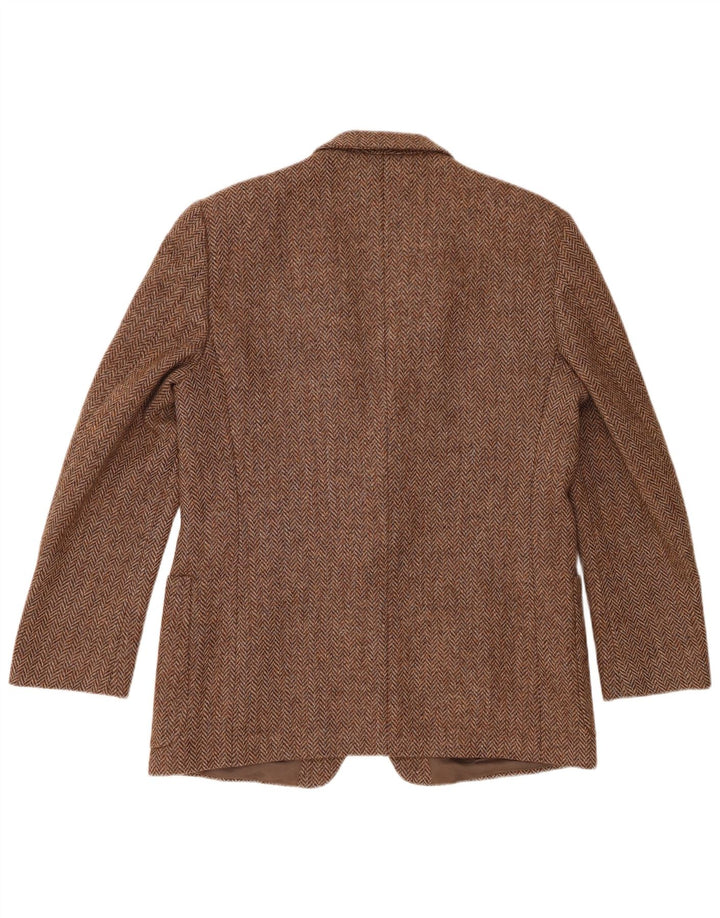 vintage Homme 2 Bouton Blazer Veste UK 38 Moyen Brun Chevrons