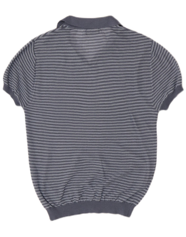 Zara Pull à manches courtes et col polo pour homme - Large rayures bleues