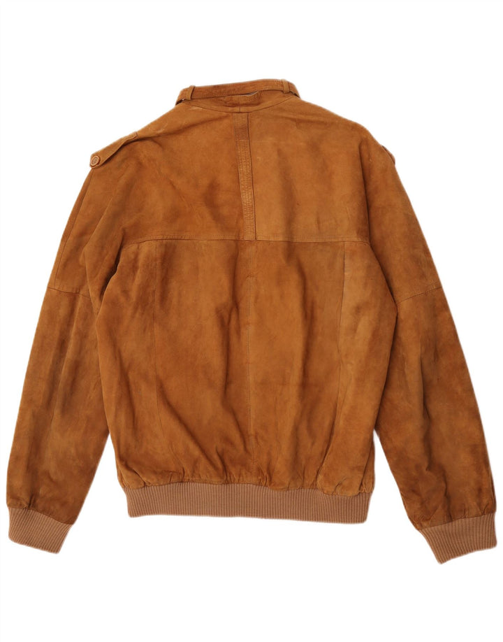 vintage Mens Suede Bomber Jacket IT 50 Grand Cuir Beige